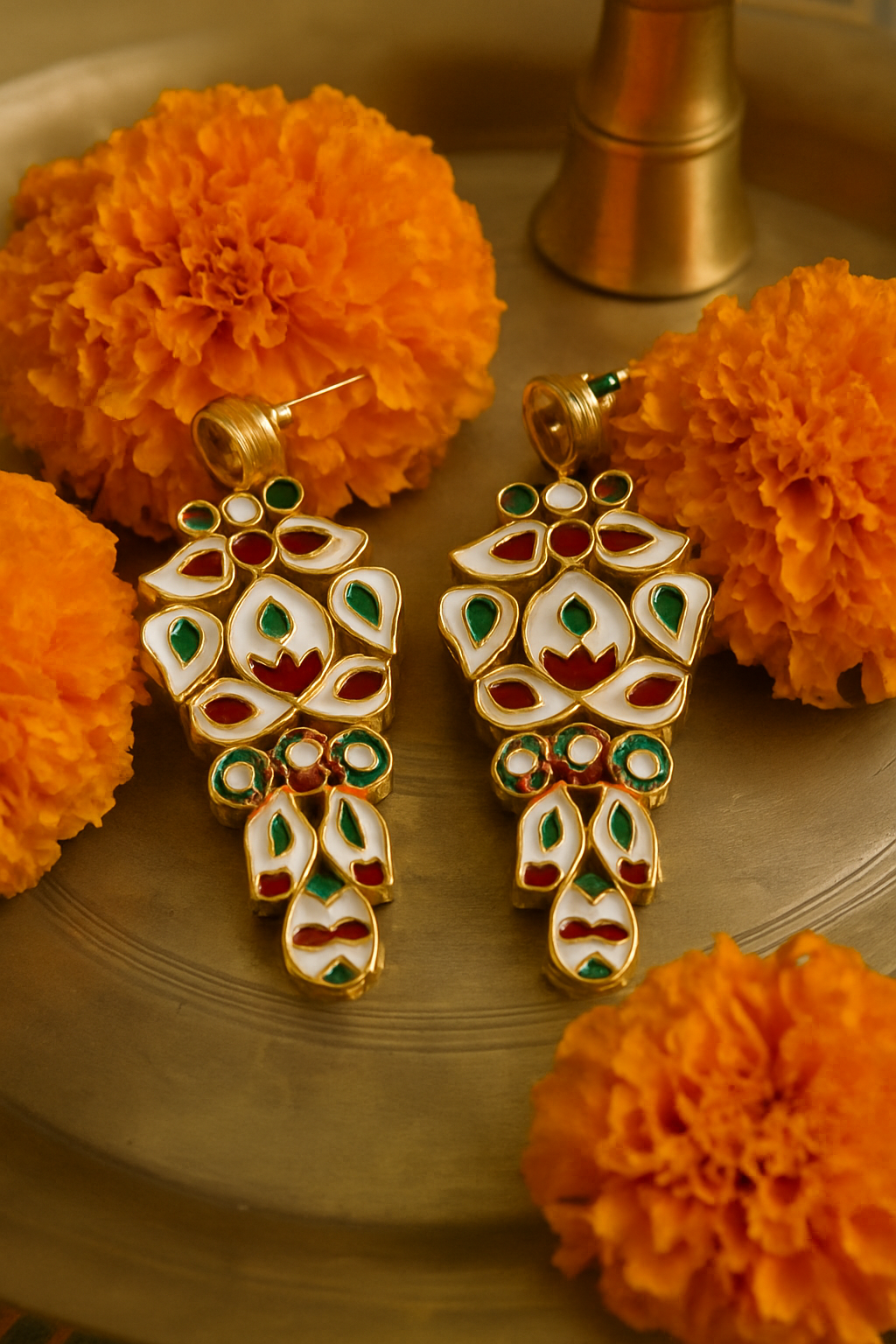 Devi Stone Polki earrings with meenakari work