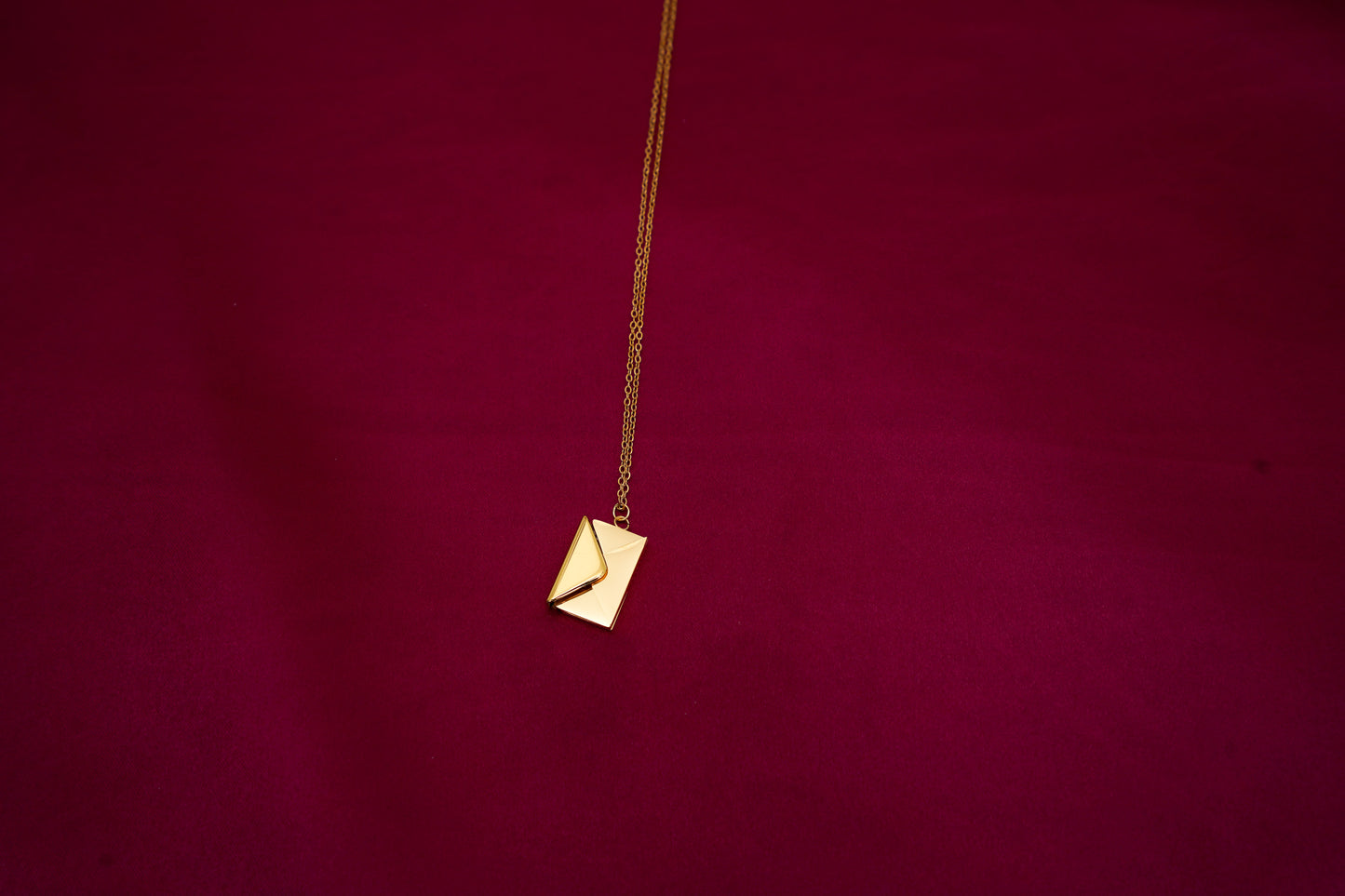 Elira envelope gold finish anti-tarnish necklace