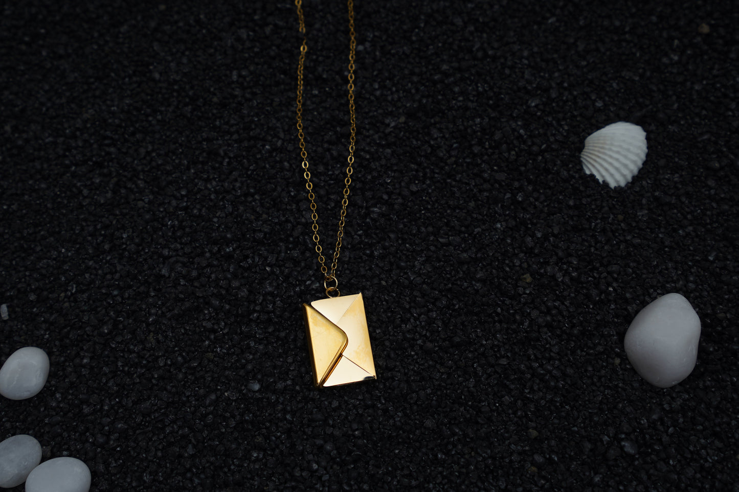 Elira envelope gold finish anti-tarnish necklace