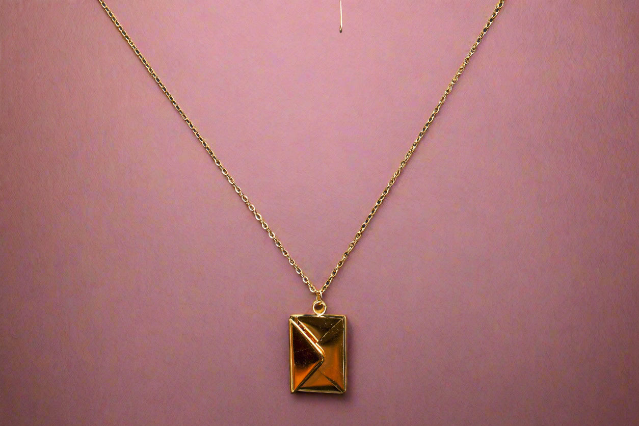 Elira envelope gold finish anti-tarnish necklace