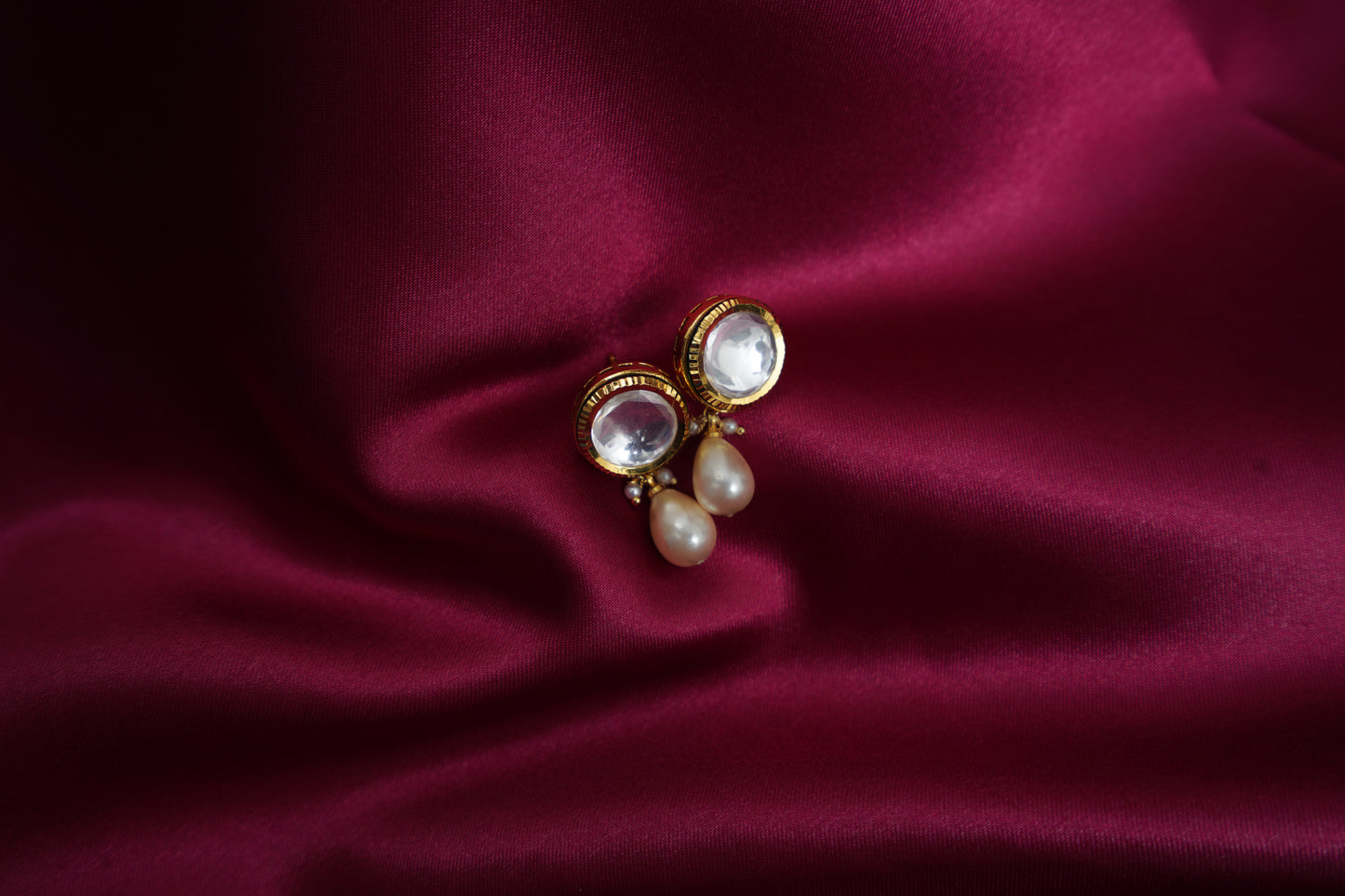 Vintage polki and pearl drop earring