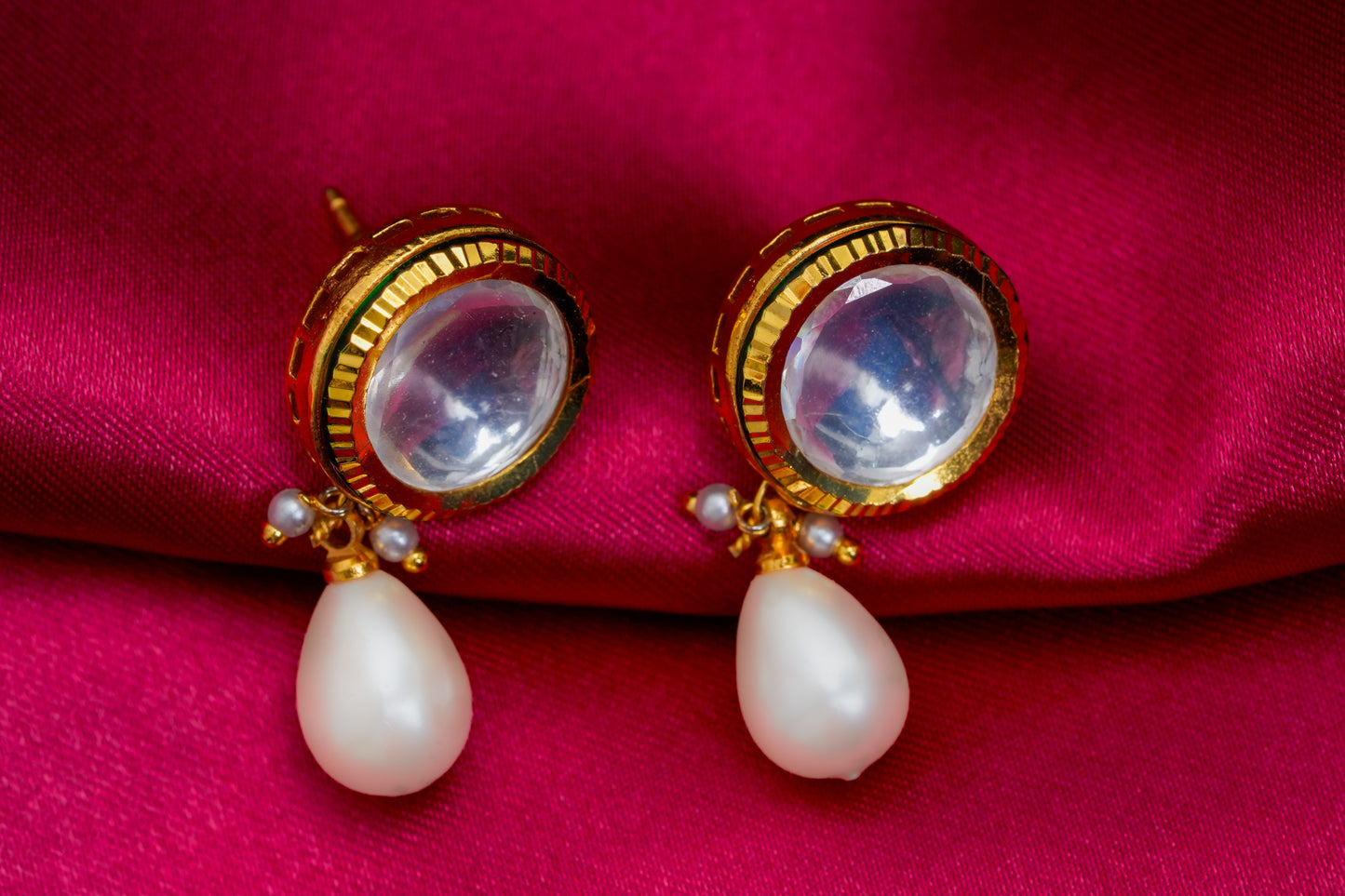 Vintage polki and pearl drop earring
