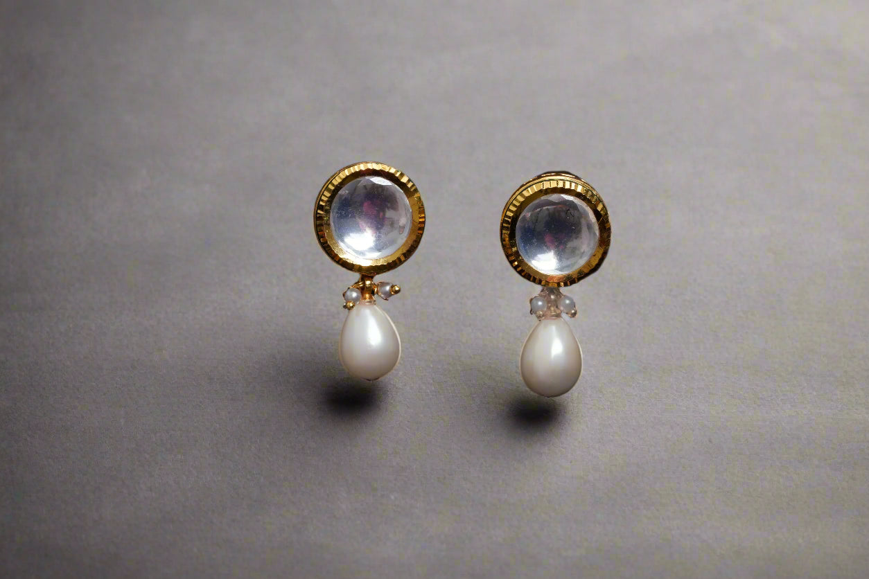 Vintage polki and pearl drop earring
