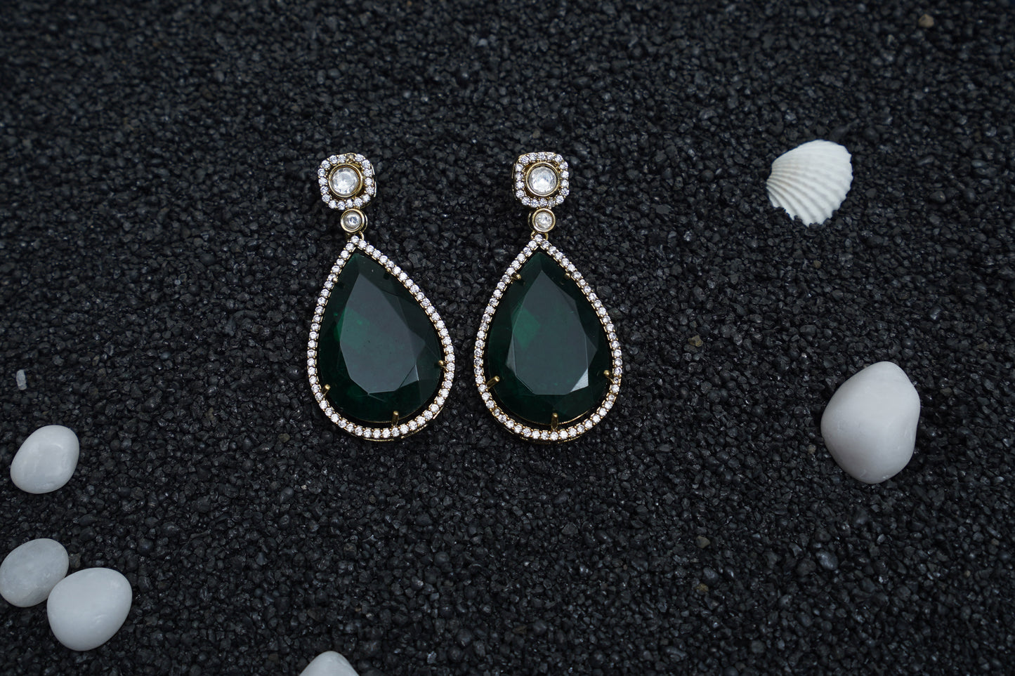 Zyra Gleam Green Emerald Earrings