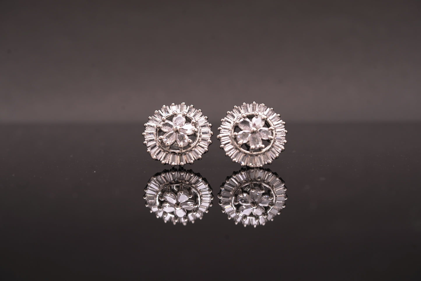 Alluring ear studs with dual cut real American diamonds