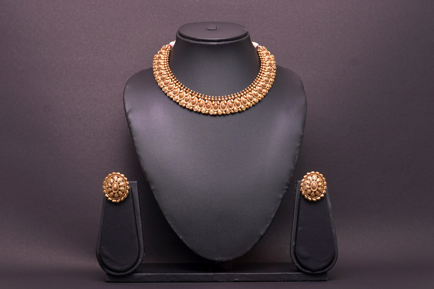 Beautiful, traditional Indian necklace set in gold finish
