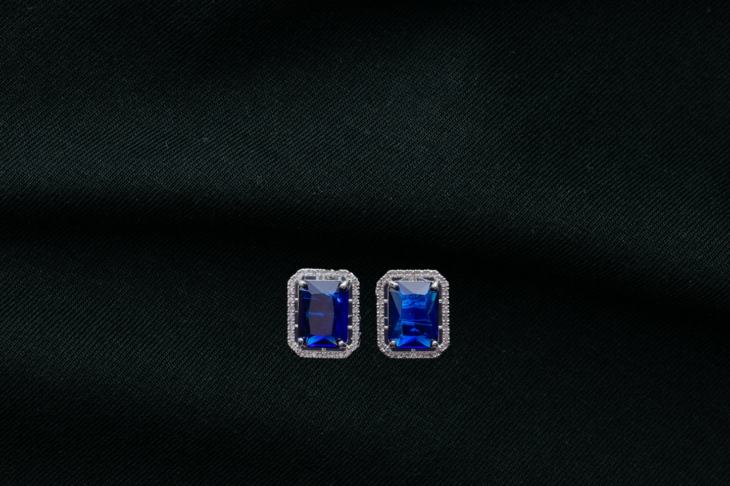 Belle blue ear studs with AD
