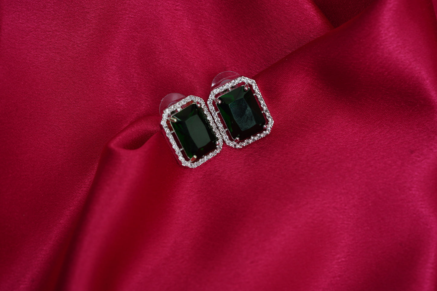 Belle green ear studs with AD