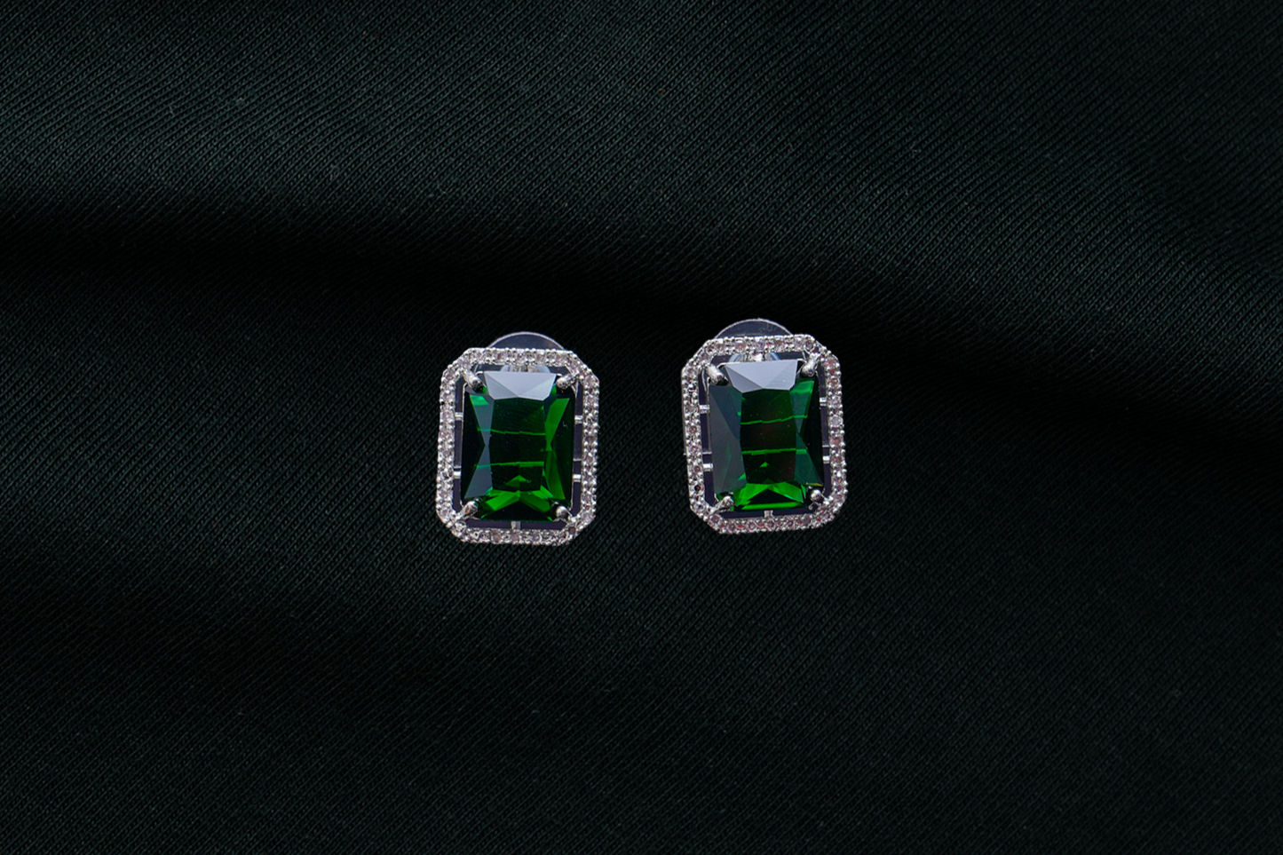 Belle green ear studs with AD