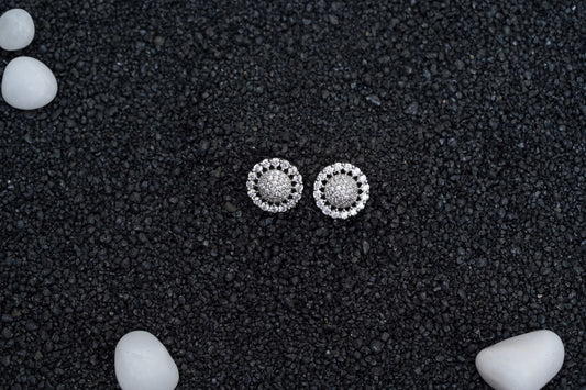 Claret ear studs in american diamonds