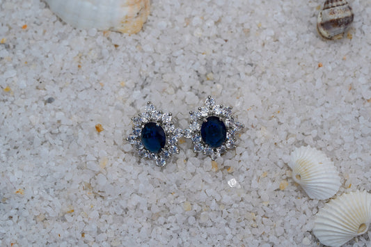 Diana blue sapphire and AD ear studs