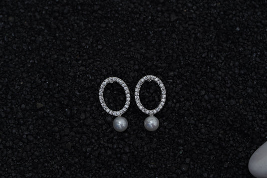 Elira oval AD with pearl earrings