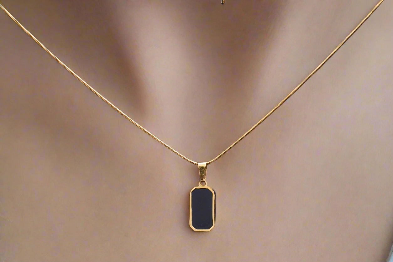 Nyra double sided gold finish anti-tarnish necklace