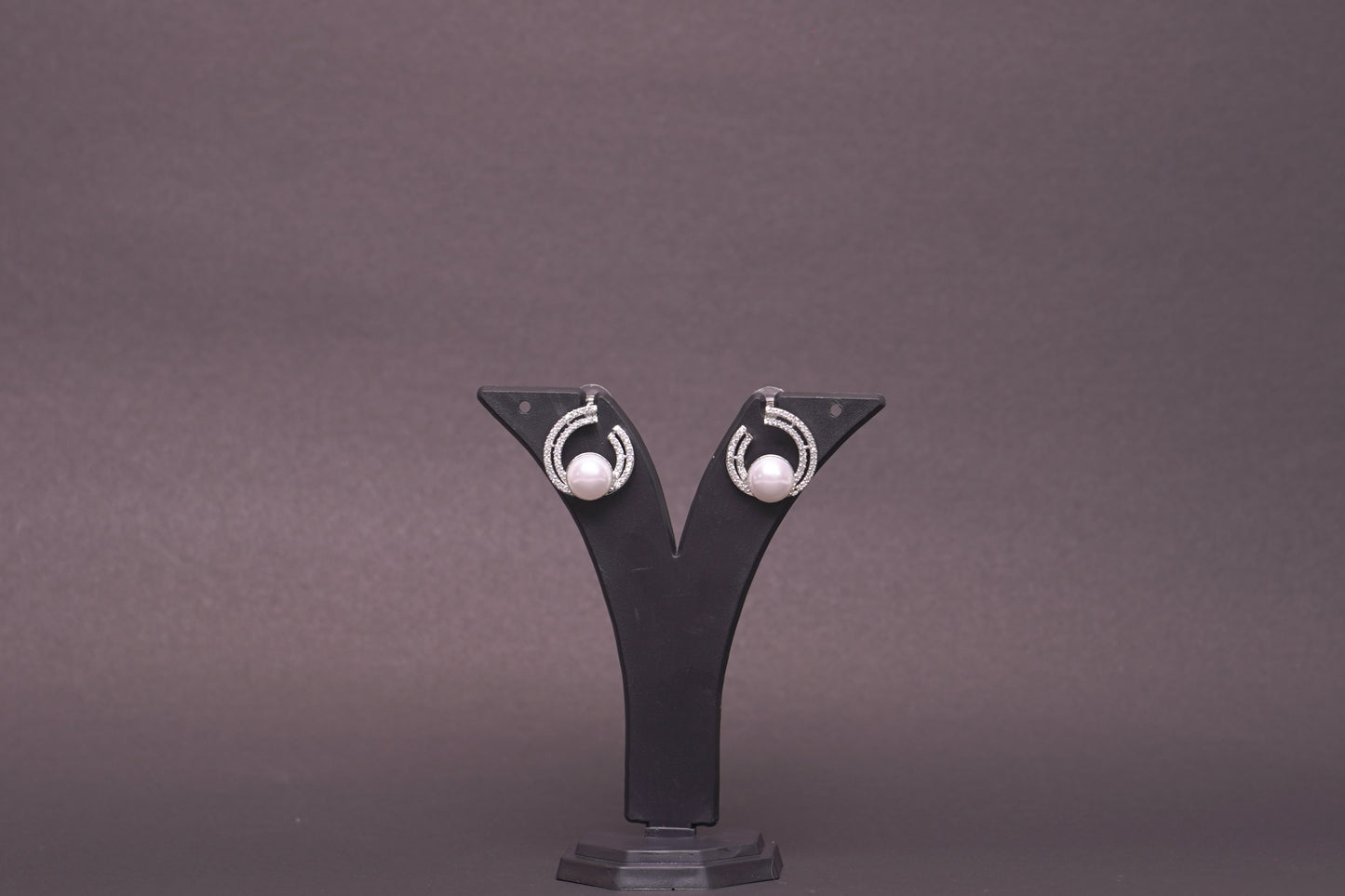 Statement half moon earrings with real American diamonds and pearl