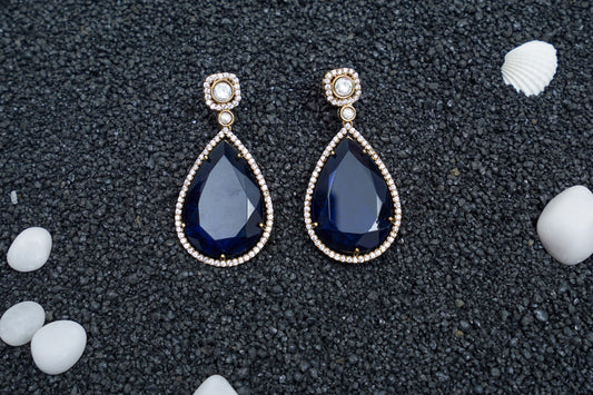 Zyra Gleam Blue Sapphire Earrings
