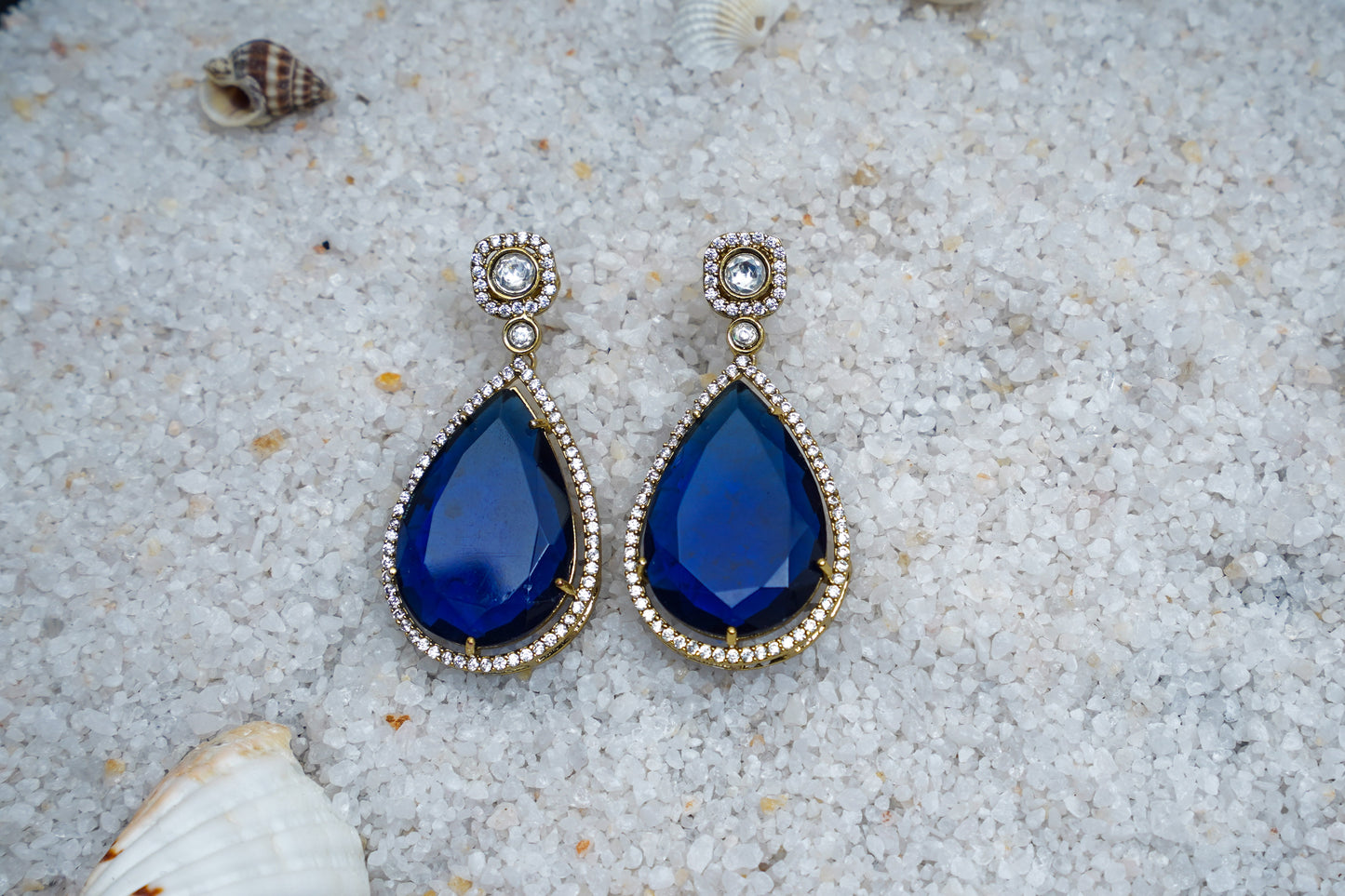 Zyra Gleam Blue Sapphire Earrings