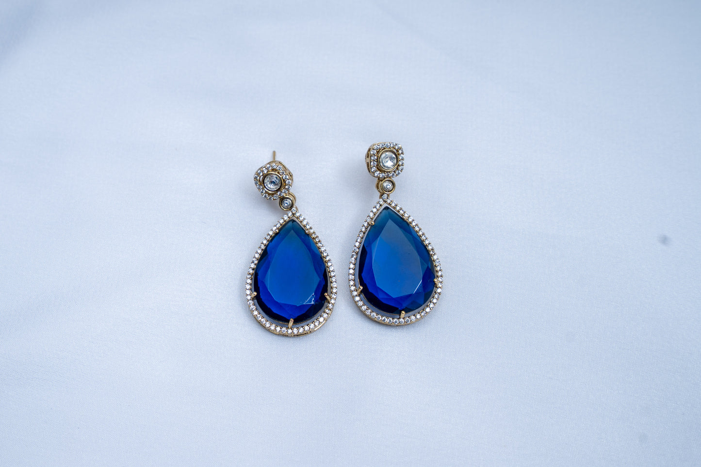 Zyra Gleam Blue Sapphire Earrings