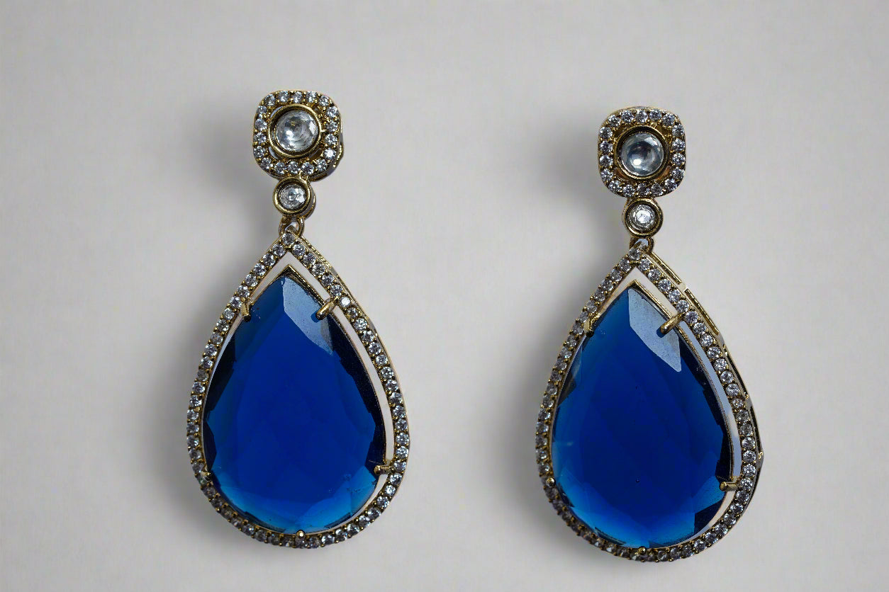 Zyra Gleam Blue Sapphire Earrings
