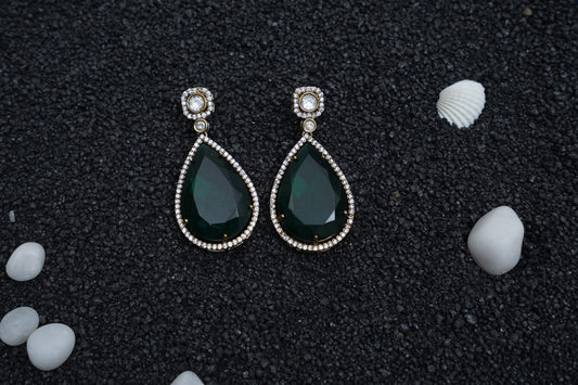 Zyra Gleam Green Emerald Earrings