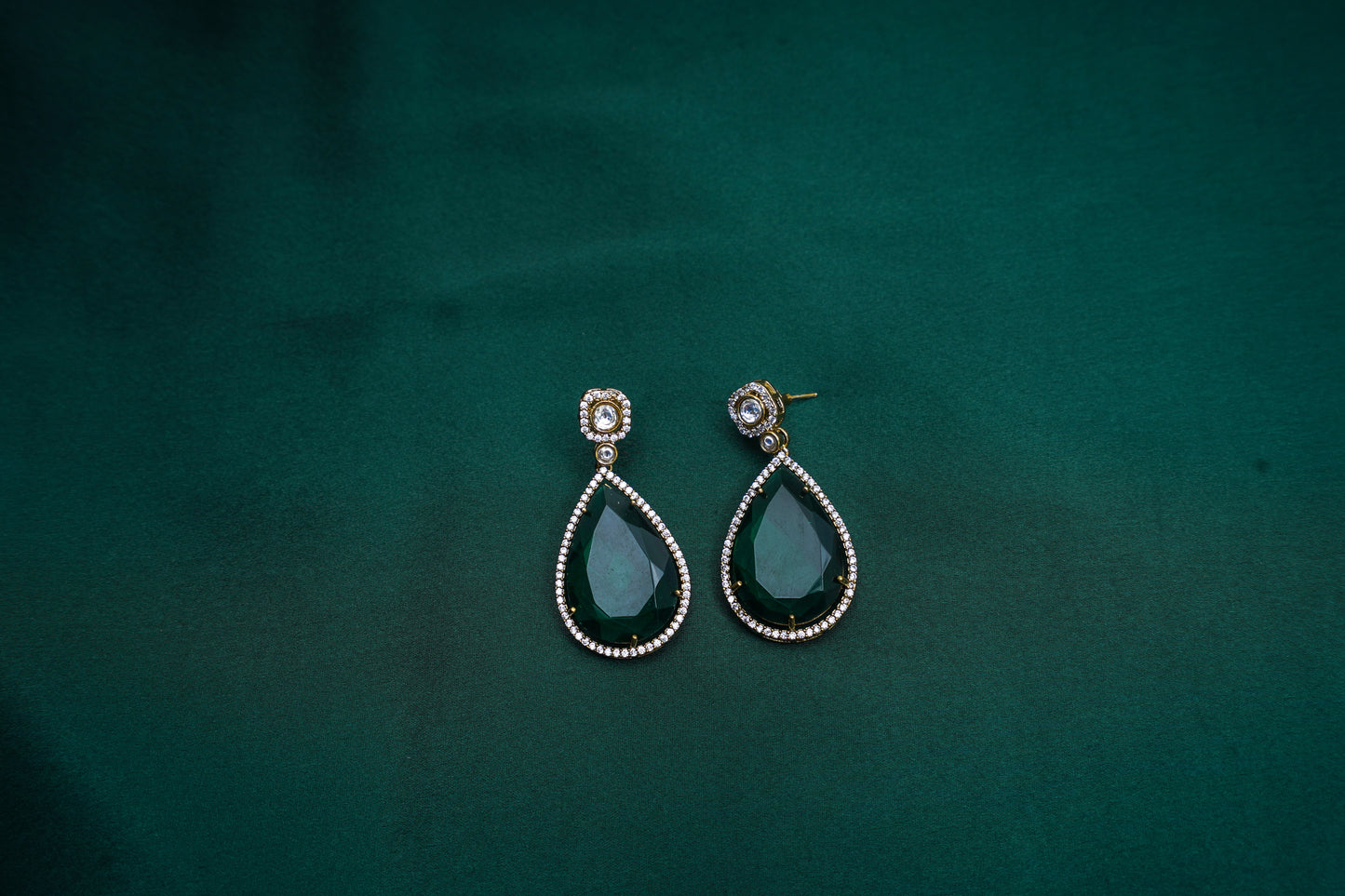 Zyra Gleam Green Emerald Earrings