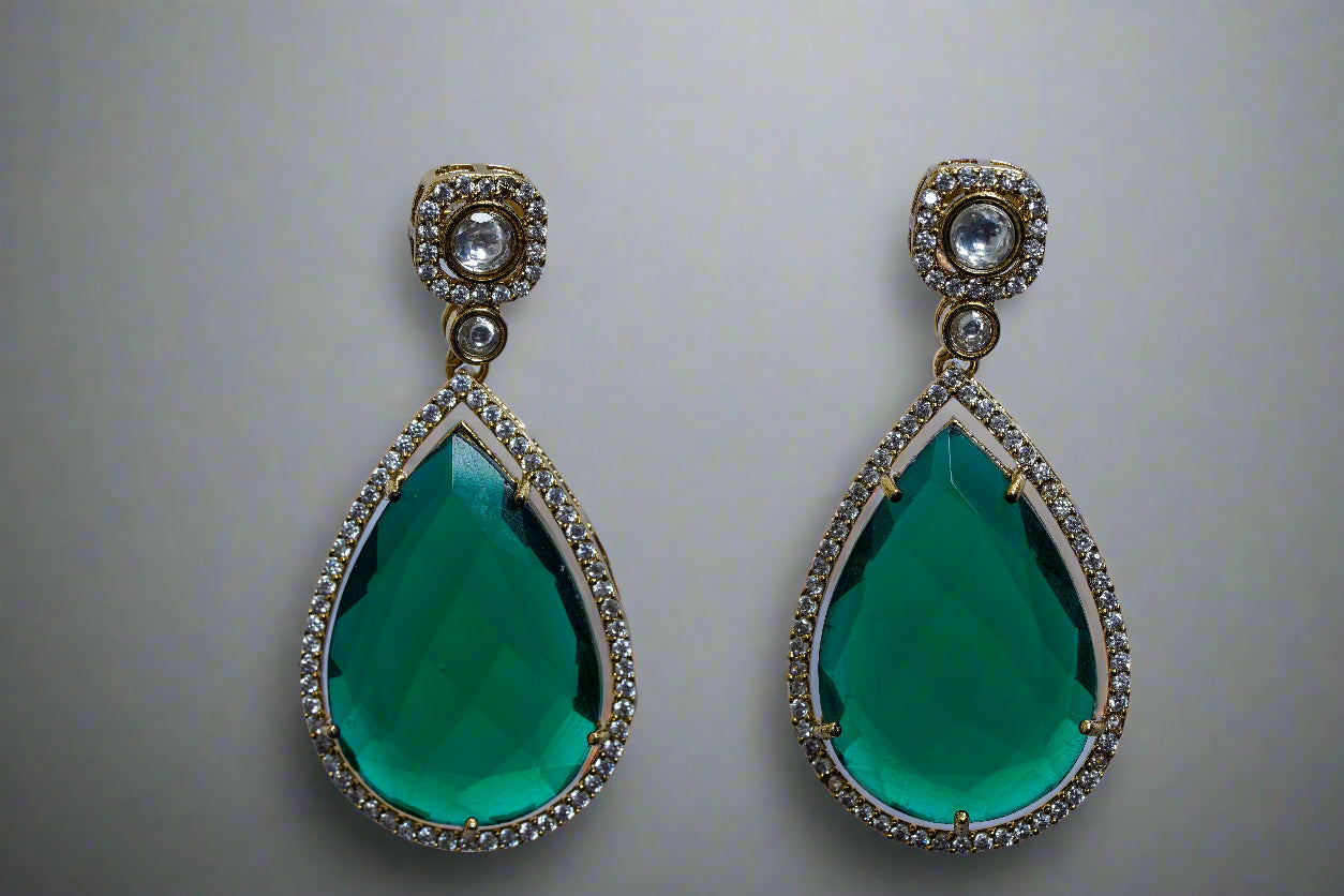 Zyra Gleam Green Emerald Earrings